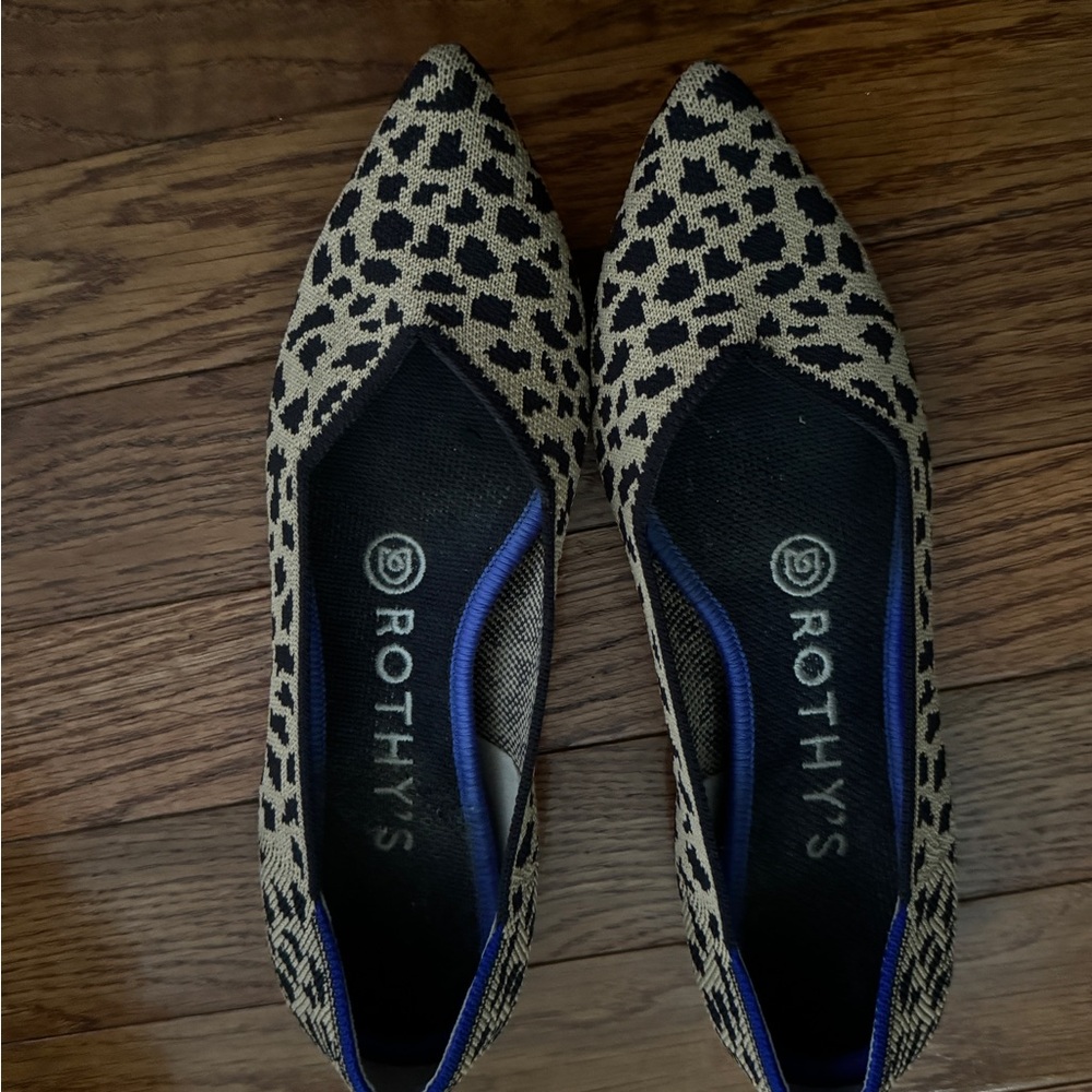 Rothy's Black and Tan Leopard Flats